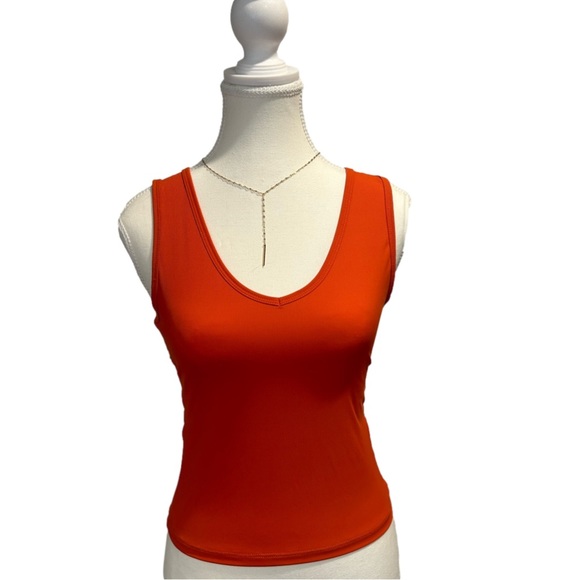 ZYIA Tops - COPY - Zyia V Neck ribbed crisscross open back cropped orange tank top BNWOT